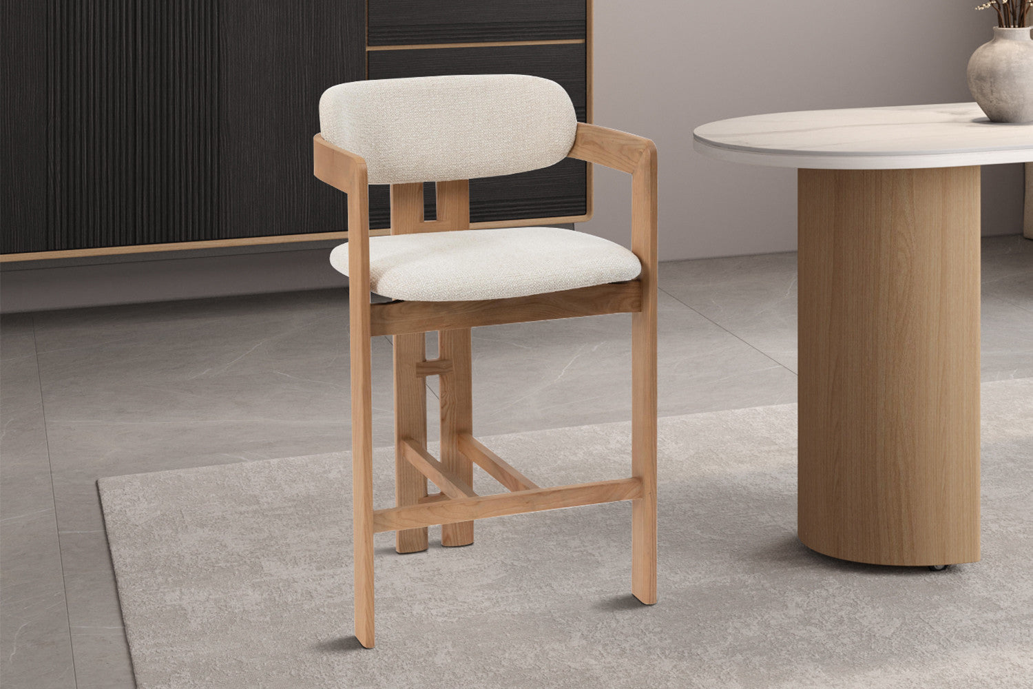 Chaise de bar KAMELIA en bois de frêne naturel – 56 x 52 cm | TIKAYLA