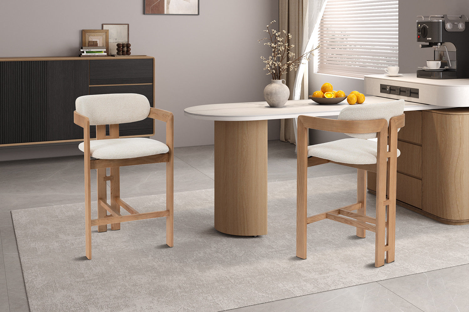 Chaise de bar KAMELIA en bois de frêne naturel – 56 x 52 cm | TIKAYLA