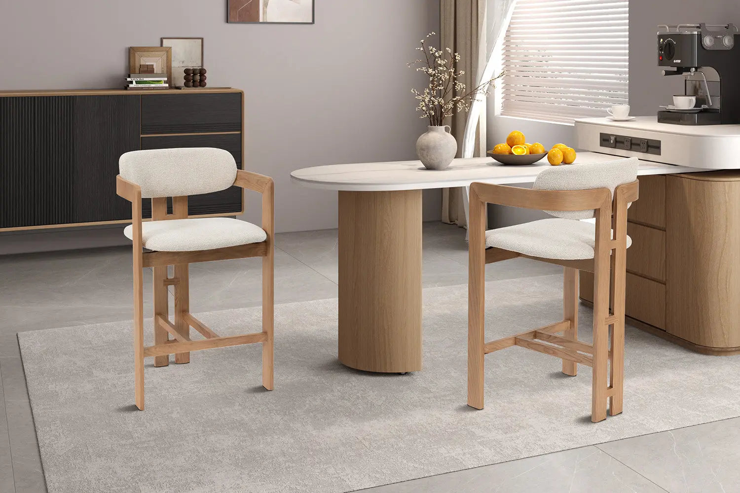 Chaise de bar KAMELIA en bois de frêne naturel – 56 x 52 cm | TIKAYLA