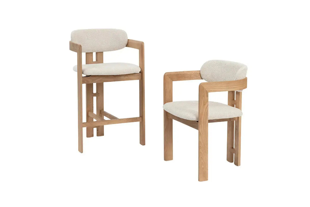 Chaise de bar KAMELIA en bois de frêne naturel – 56 x 52 cm | TIKAYLA