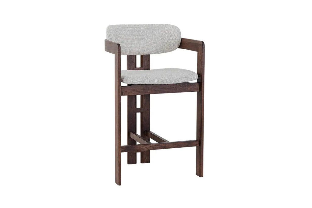 Chaise de bar KAMELIA en bois de frêne et noyer – 56 x 52 cm | TIKAYLA