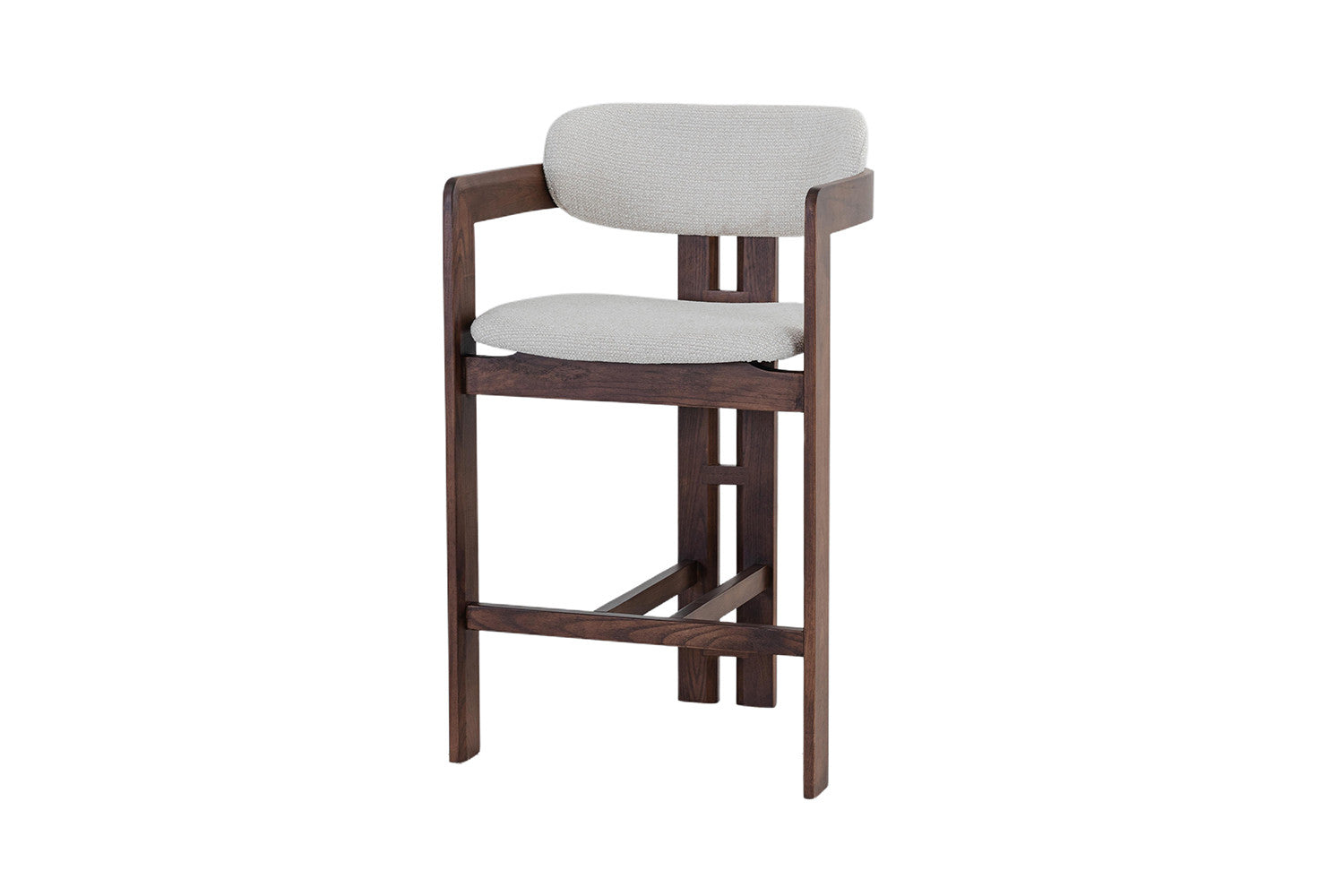Chaise de bar KAMELIA en bois de frêne et noyer – 56 x 52 cm | TIKAYLA