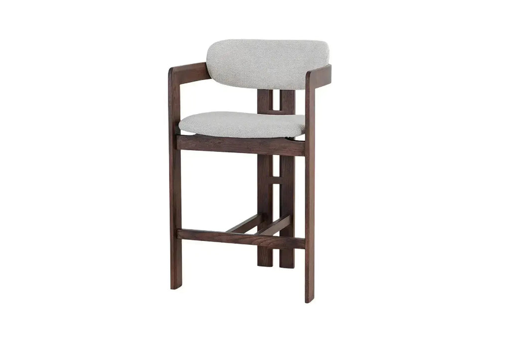 Chaise de bar KAMELIA en bois de frêne et noyer – 56 x 52 cm | TIKAYLA