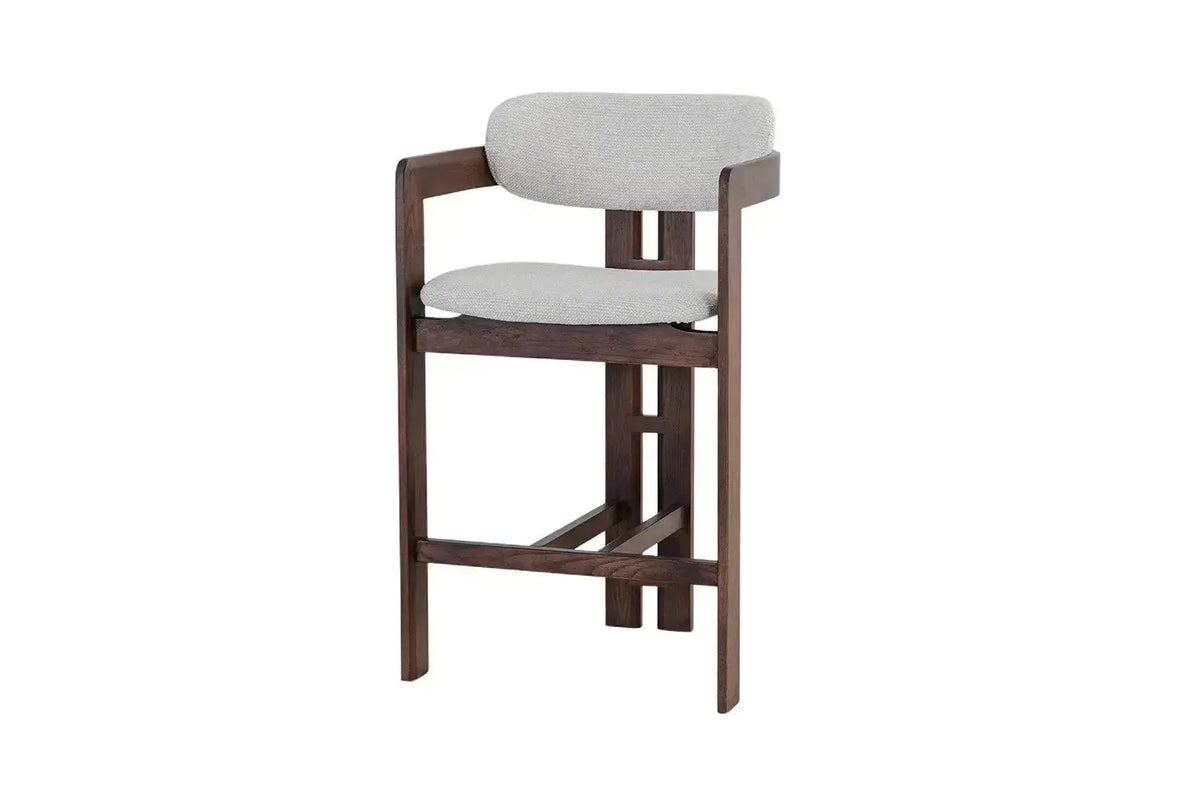 Chaise de bar KAMELIA en bois de frêne et noyer – 56 x 52 cm | TIKAYLA