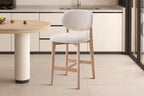 Chaise de bar KAYA Chêne naturel et Beige – chêne massif | TIKAYLA