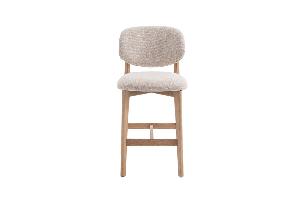 Chaise de bar KAYA Chêne naturel et Beige – chêne massif | TIKAYLA