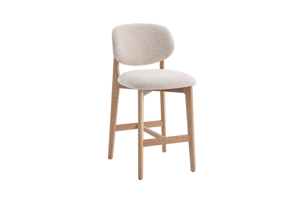 Chaise de bar KAYA Chêne naturel et Beige – chêne massif | TIKAYLA