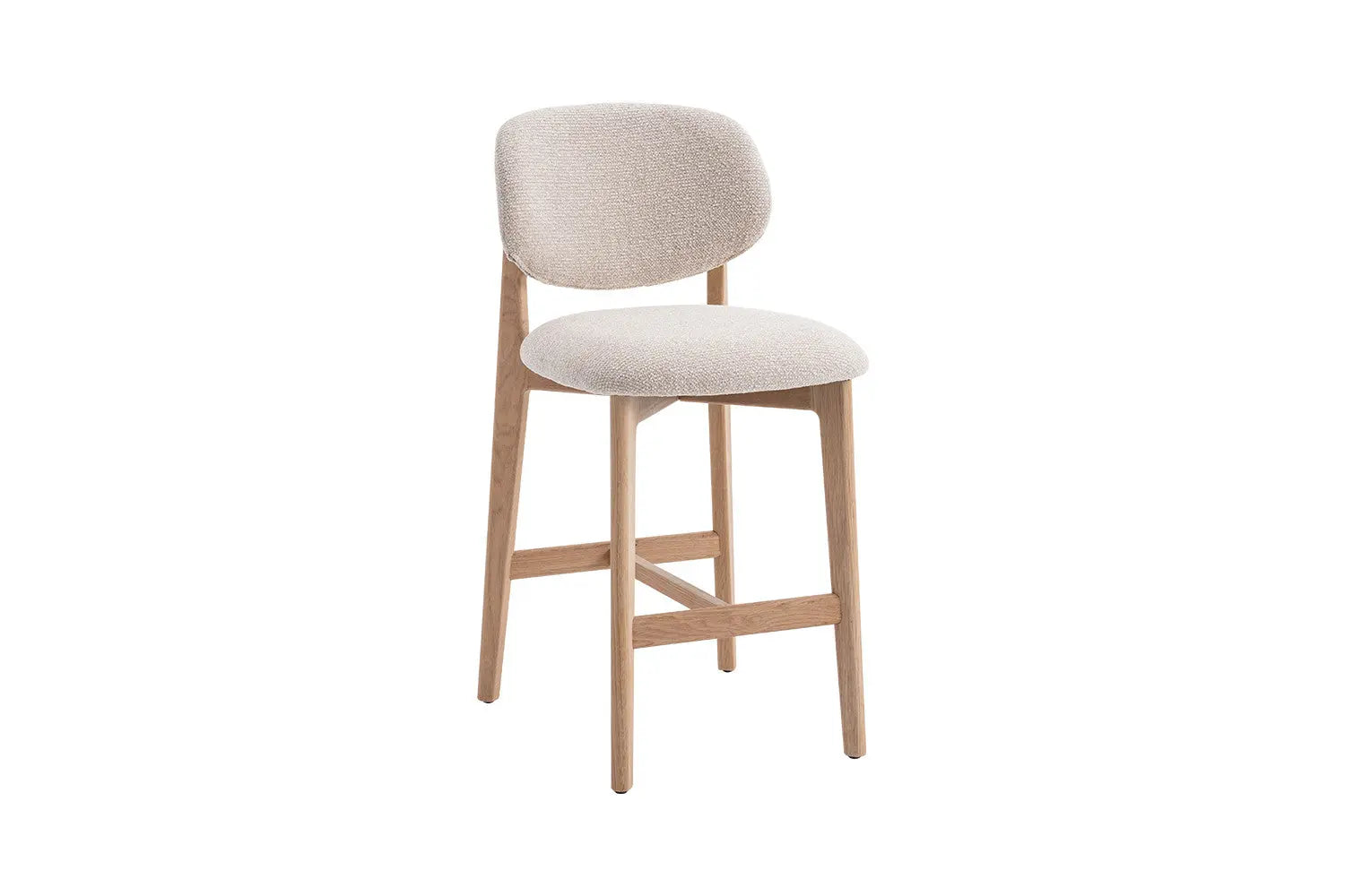 Chaise de bar KAYA Chêne naturel et Beige – chêne massif | TIKAYLA