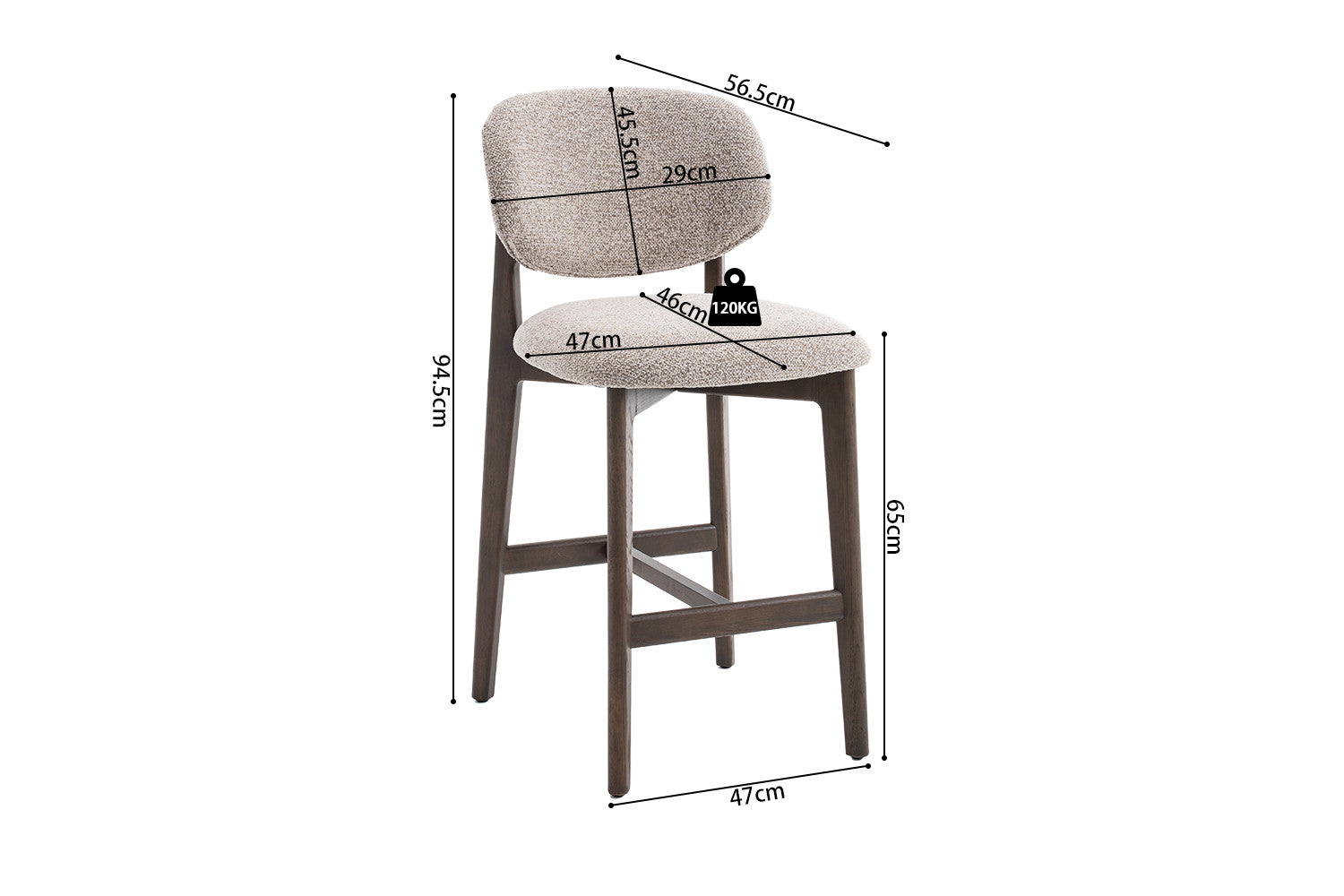 Chaise de bar KAYA Chêne fumé et Sable – chêne massif | TIKAYLA