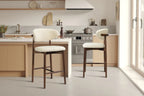 Chaise de bar KAYLA beige frêne et noyer – 50 x 56 cm | TIKAYLA