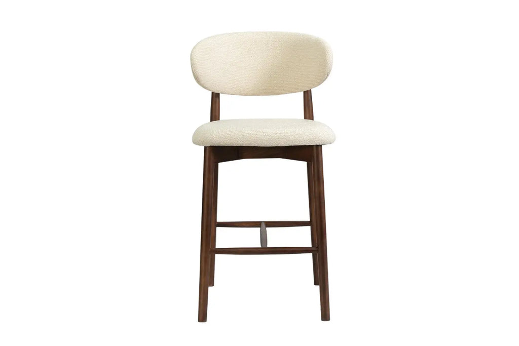 Chaise de bar KAYLA beige frêne et noyer – 50 x 56 cm | TIKAYLA