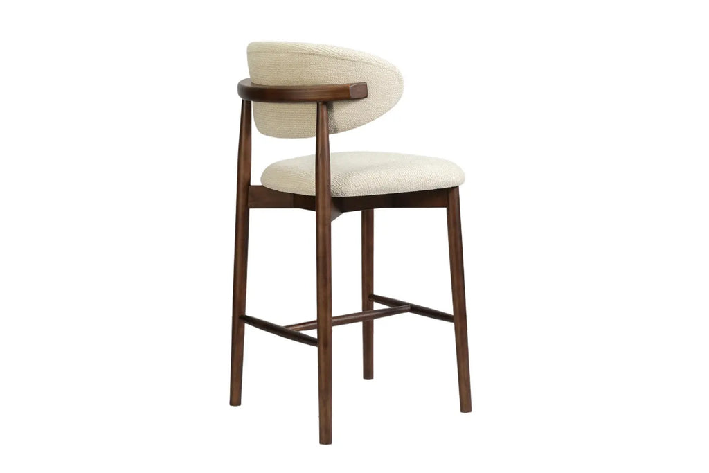 Chaise de bar KAYLA beige frêne et noyer – 50 x 56 cm | TIKAYLA