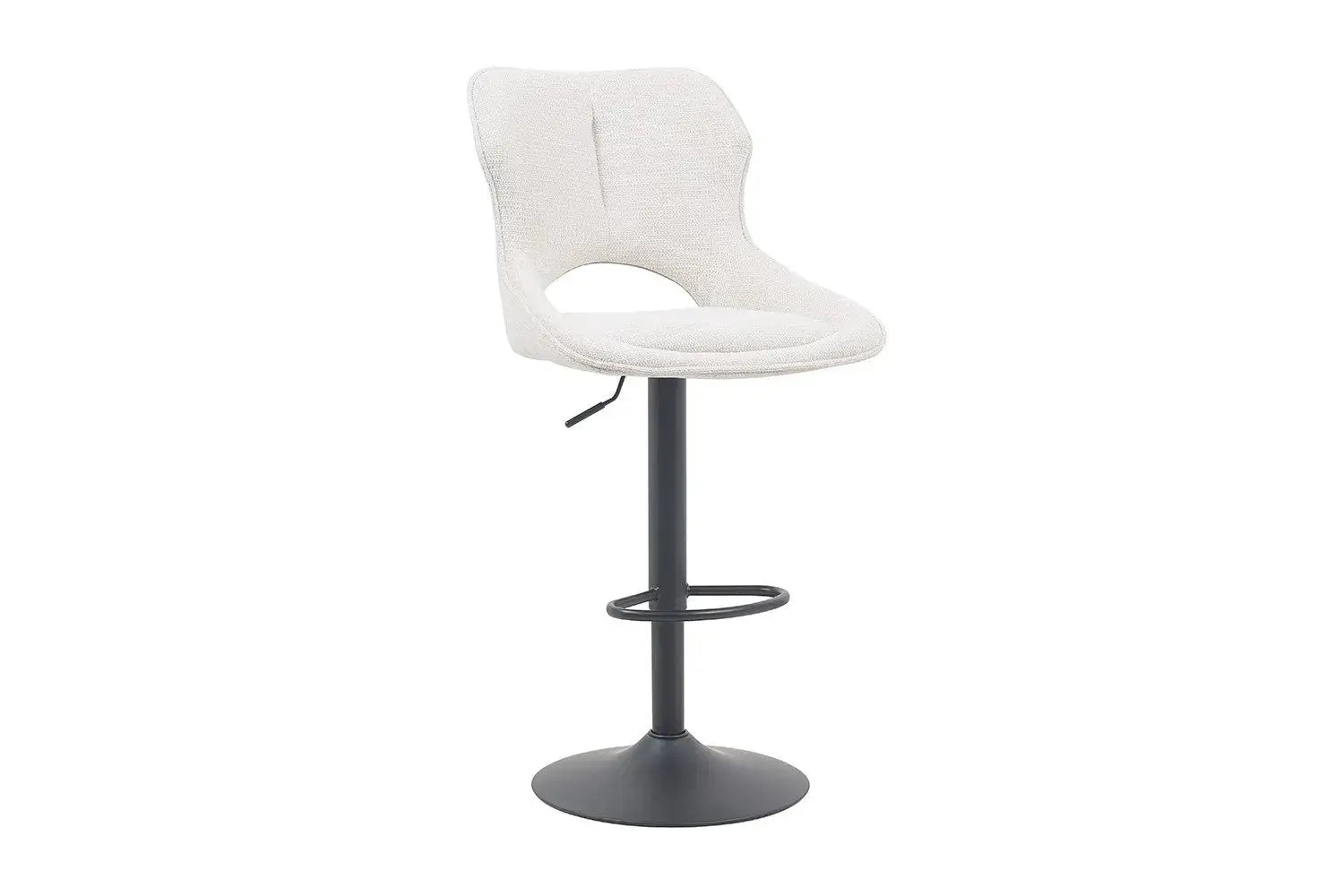 Chaise de bar pivotante MORY en tissu beige – 51 x 53 cm | TIKAYLA