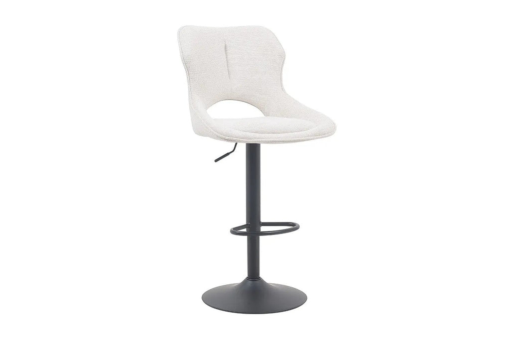Chaise de bar pivotante MORY en tissu beige – 51 x 53 cm | TIKAYLA