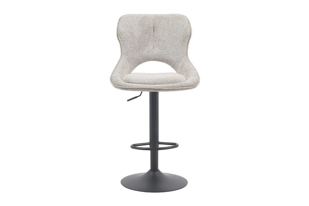 Chaise de bar pivotante MORY en tissu gris clair – 51 x 53 cm | TIKAYLA