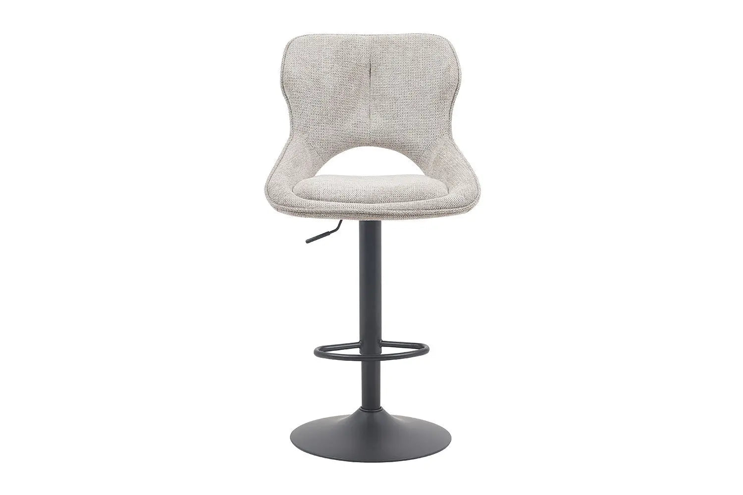 Chaise de bar pivotante MORY en tissu gris clair – 51 x 53 cm | TIKAYLA