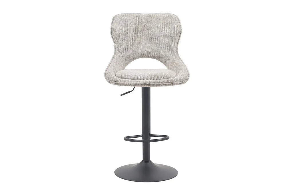 Chaise de bar pivotante MORY en tissu gris clair – 51 x 53 cm | TIKAYLA