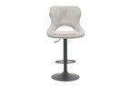 Chaise de bar pivotante MORY en tissu gris clair – 51 x 53 cm | TIKAYLA