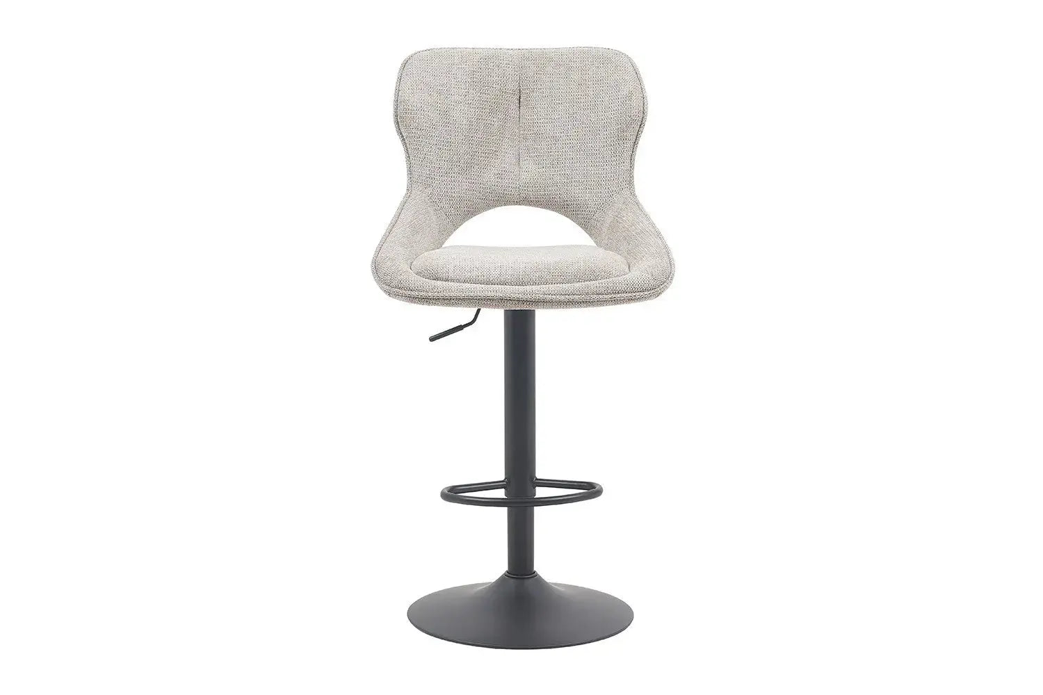 Chaise de bar pivotante MORY en tissu gris clair – 51 x 53 cm | TIKAYLA