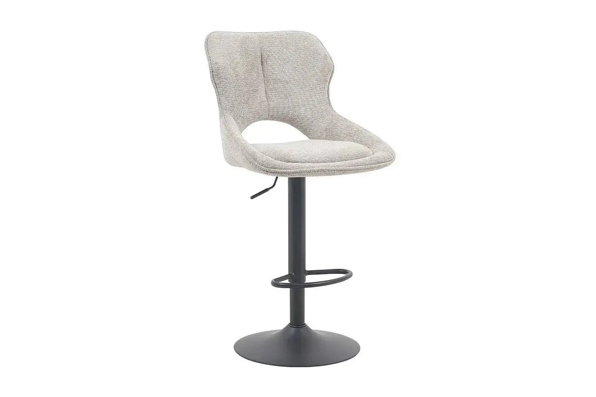 Chaise de bar pivotante MORY en tissu gris clair – 51 x 53 cm | TIKAYLA