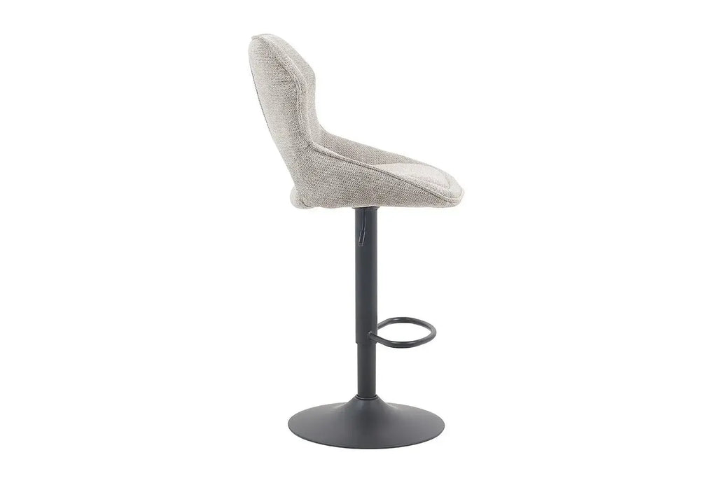 Chaise de bar pivotante MORY en tissu gris clair – 51 x 53 cm | TIKAYLA