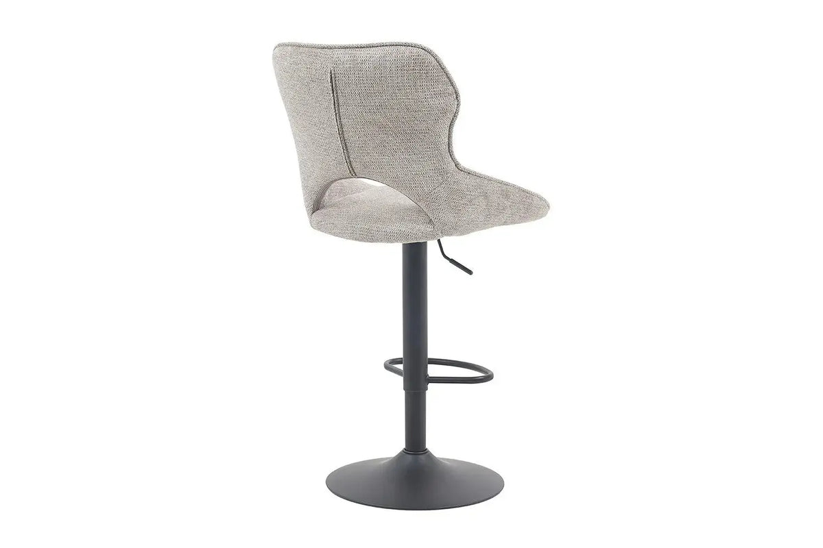 Chaise de bar pivotante MORY en tissu gris clair – 51 x 53 cm | TIKAYLA