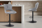 Chaise de bar pivotante MORY en tissu gris foncé – 51 x 53 cm | TIKAYLA
