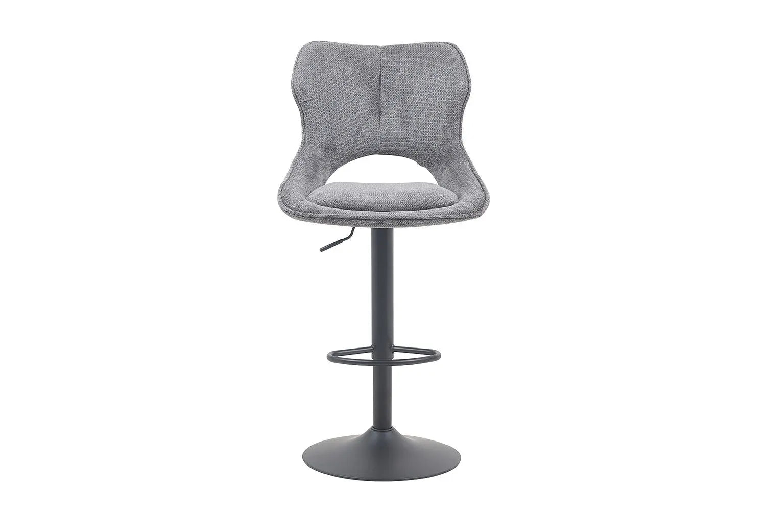 Chaise de bar pivotante MORY en tissu gris foncé – 51 x 53 cm | TIKAYLA