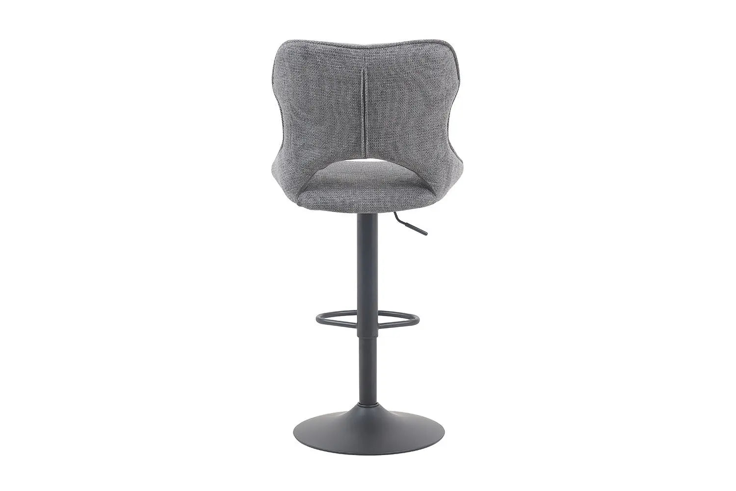 Chaise de bar pivotante MORY en tissu gris foncé – 51 x 53 cm | TIKAYLA