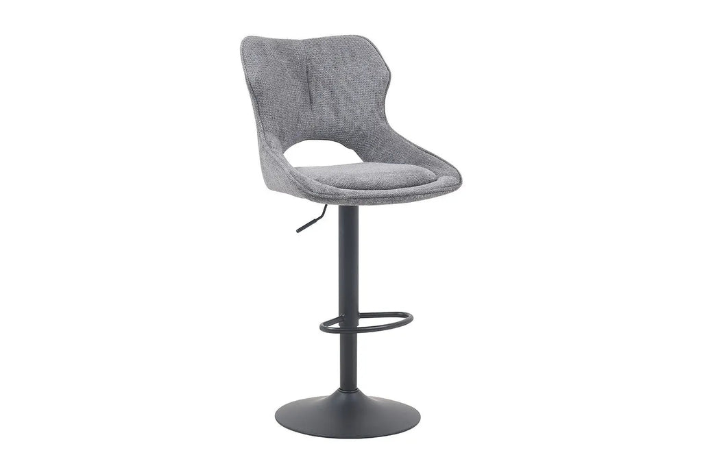 Chaise de bar pivotante MORY en tissu gris foncé – 51 x 53 cm | TIKAYLA