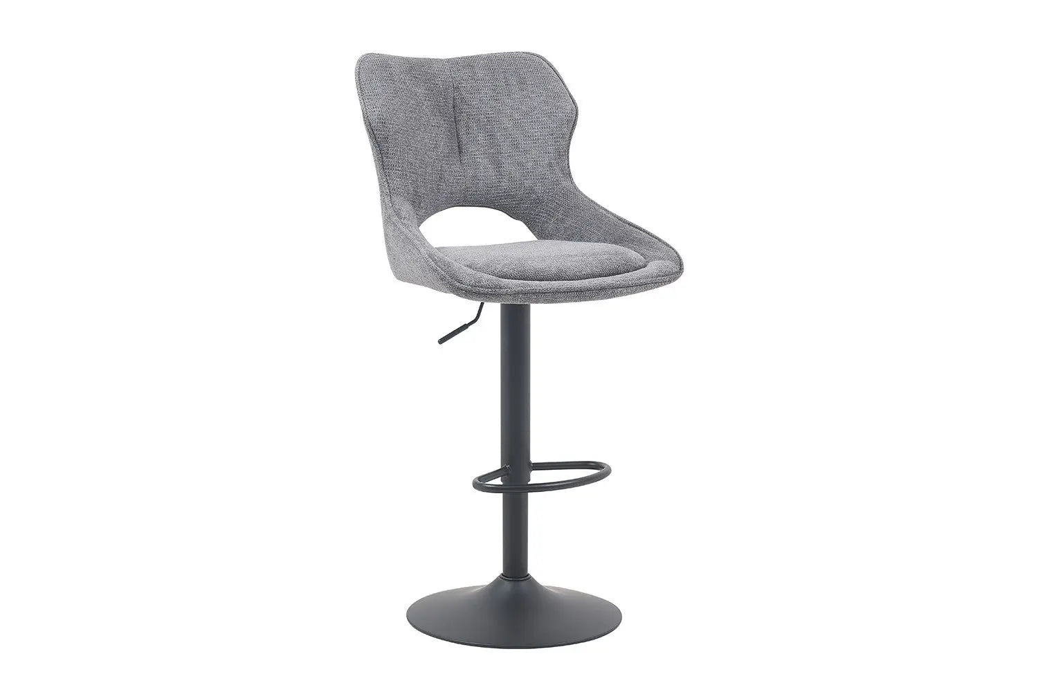 Chaise de bar pivotante MORY en tissu gris foncé – 51 x 53 cm | TIKAYLA