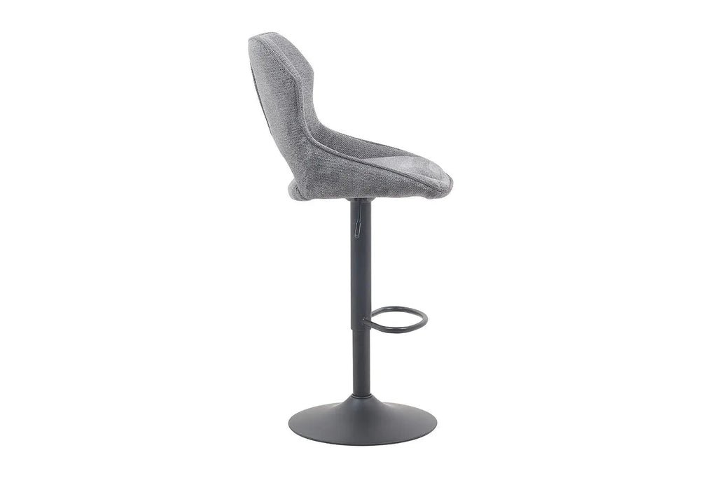 Chaise de bar pivotante MORY en tissu gris foncé – 51 x 53 cm | TIKAYLA
