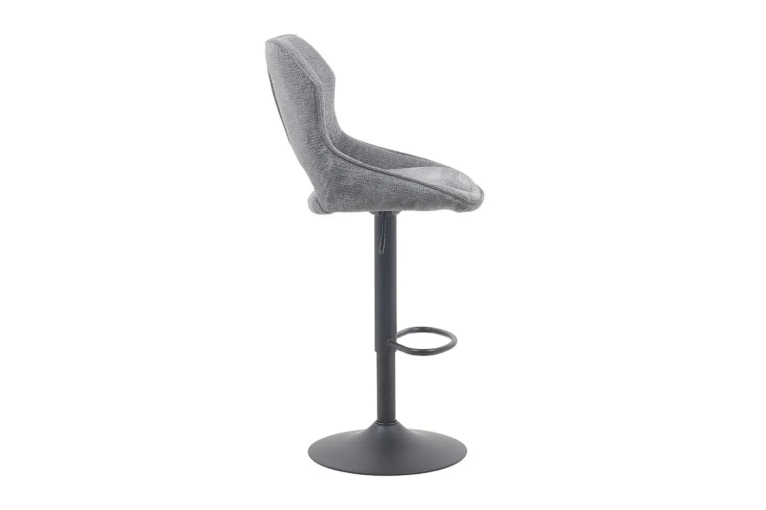 Chaise de bar pivotante MORY en tissu gris foncé – 51 x 53 cm | TIKAYLA