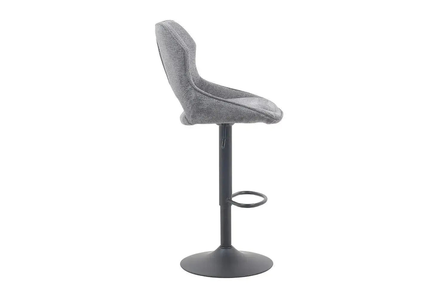 Chaise de bar pivotante MORY en tissu gris foncé – 51 x 53 cm | TIKAYLA