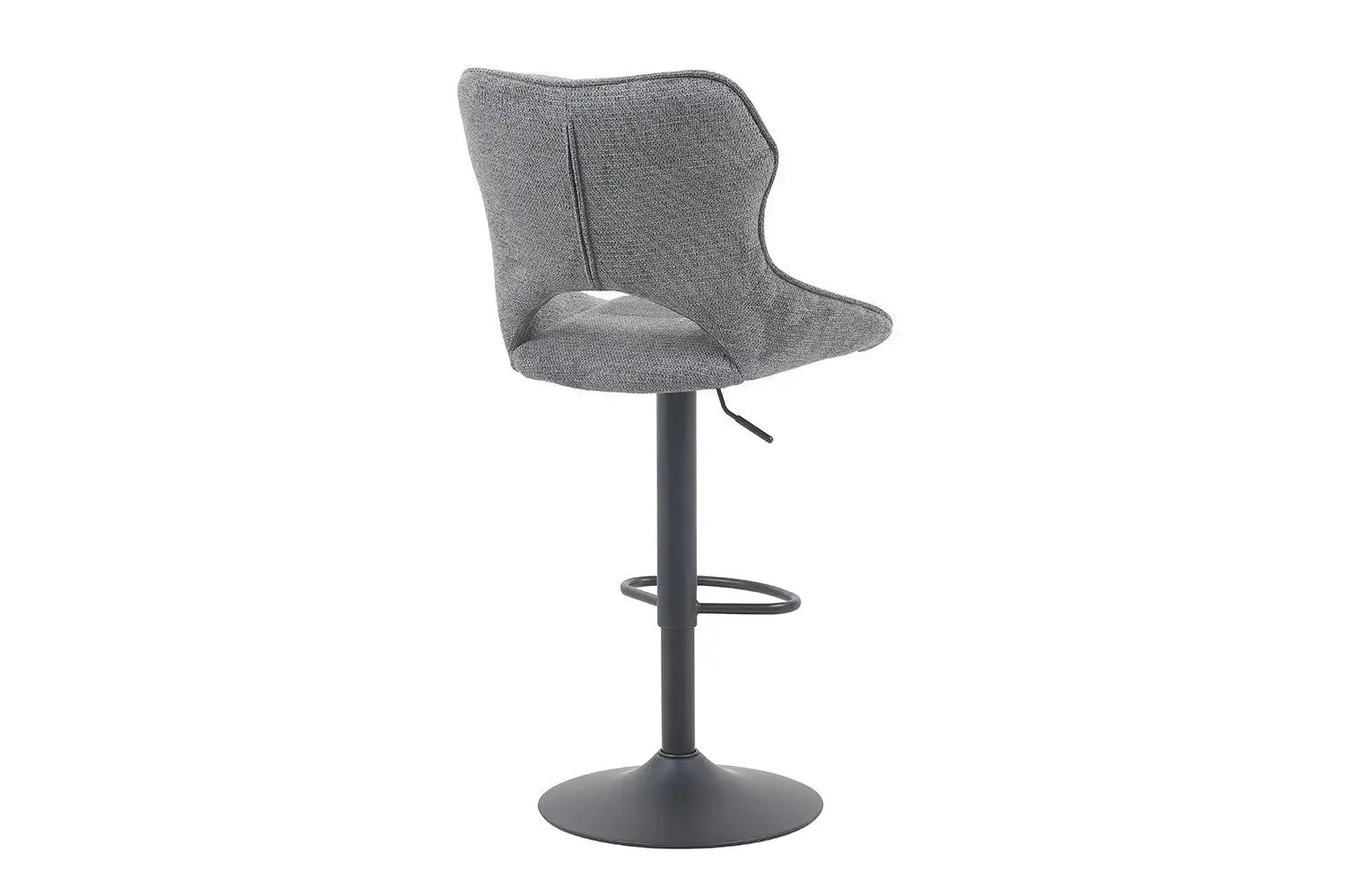 Chaise de bar pivotante MORY en tissu gris foncé – 51 x 53 cm | TIKAYLA