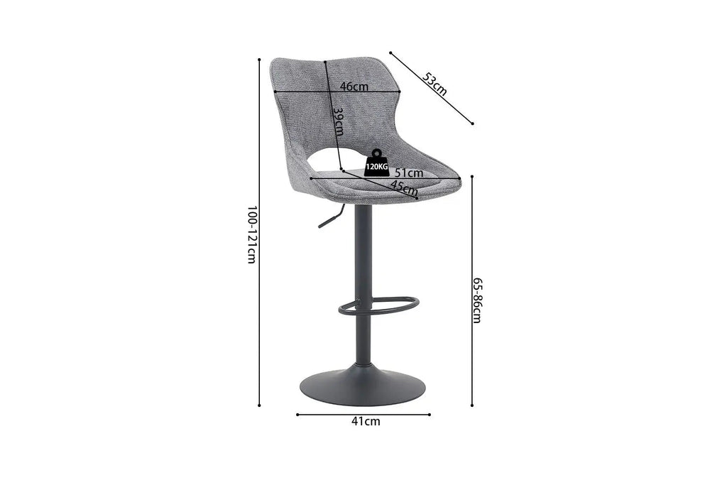 Chaise de bar pivotante MORY en tissu gris foncé – 51 x 53 cm | TIKAYLA
