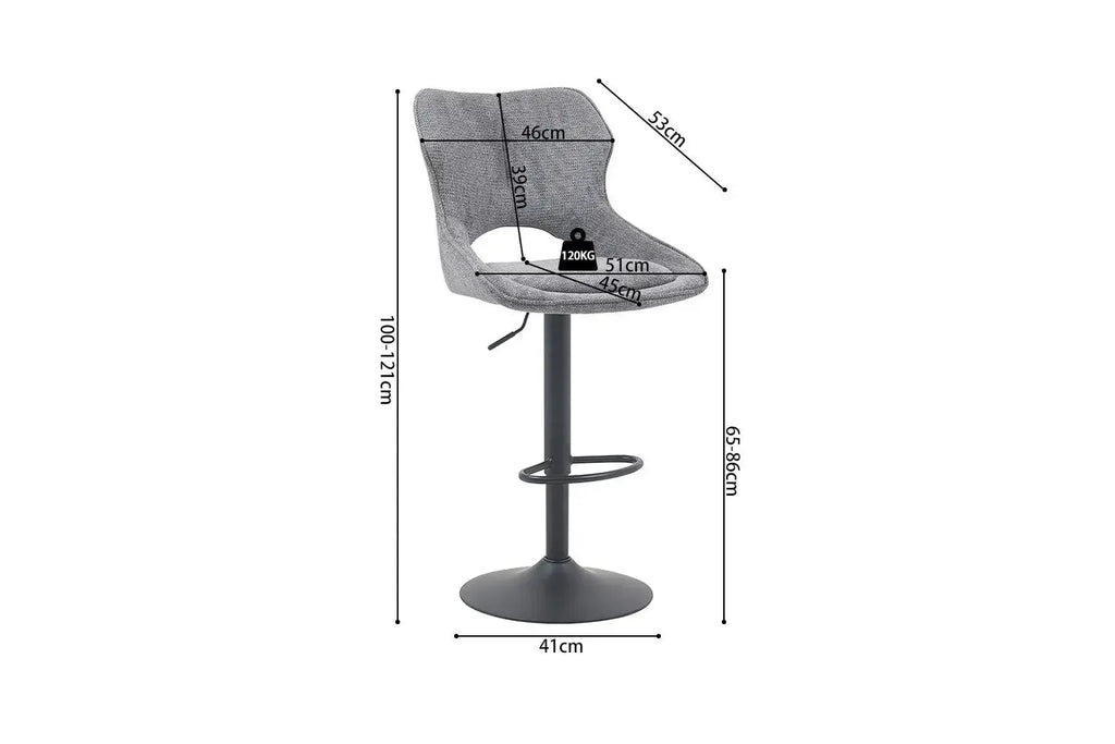 Chaise de bar pivotante MORY en tissu gris foncé – 51 x 53 cm | TIKAYLA