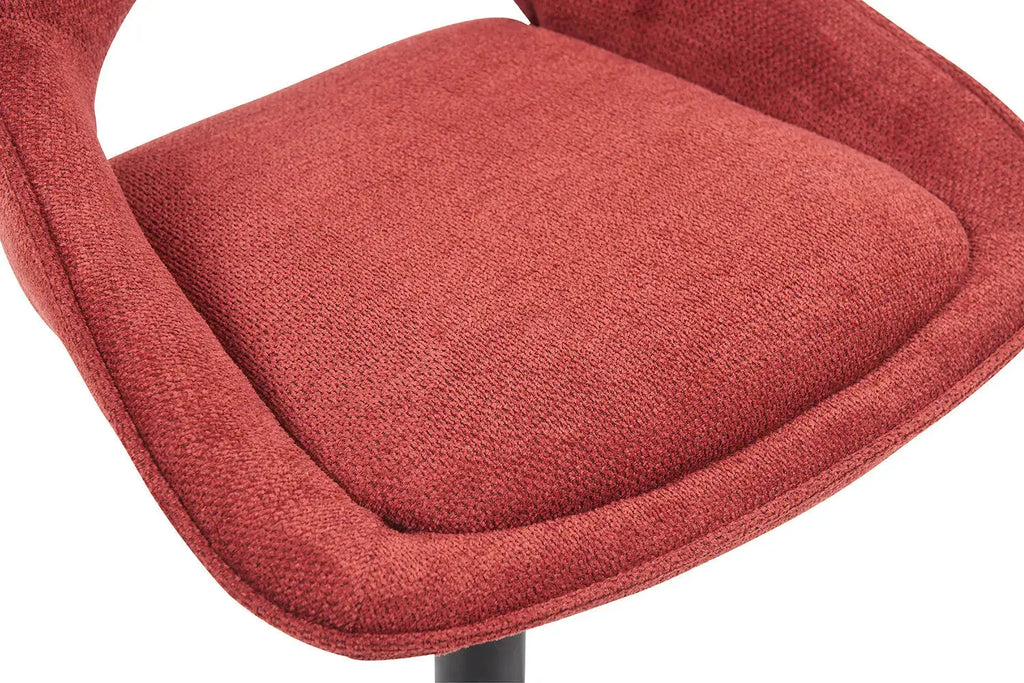 Chaise de bar pivotante MORY en tissu rouge – 51 x 53 cm | TIKAYLA