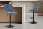 Chaise de bar pivotante MORY en tissu bleu – 51 x 53 cm | TIKAYLA