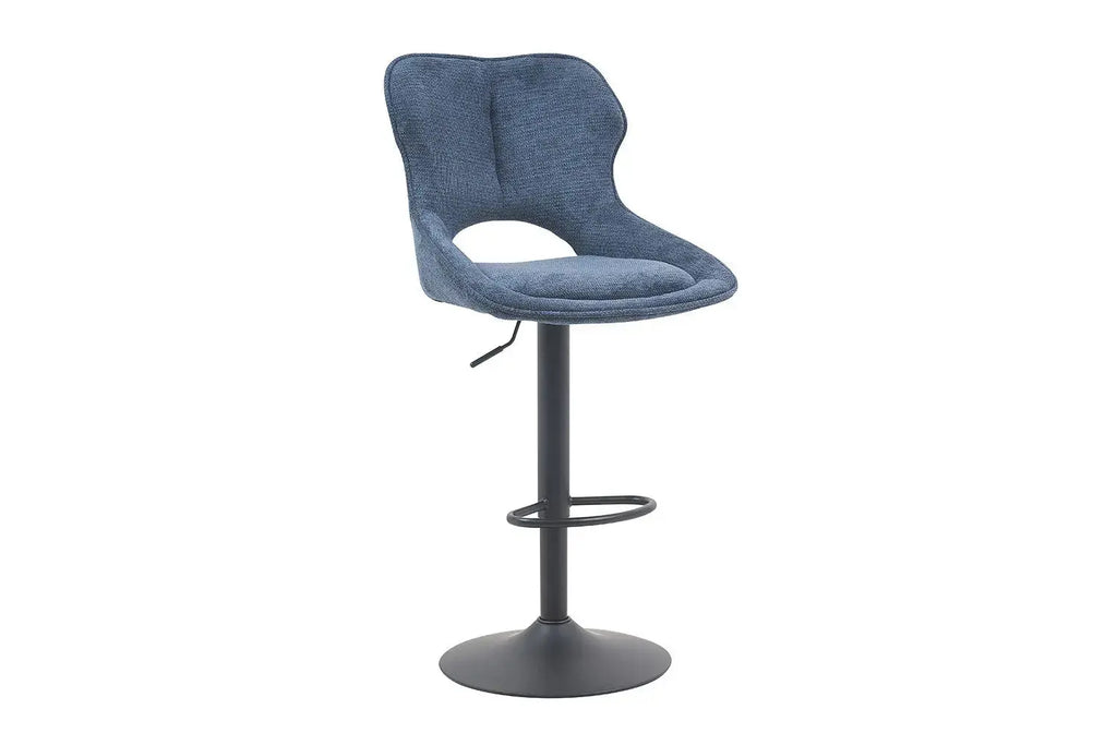 Chaise de bar pivotante MORY en tissu bleu – 51 x 53 cm | TIKAYLA