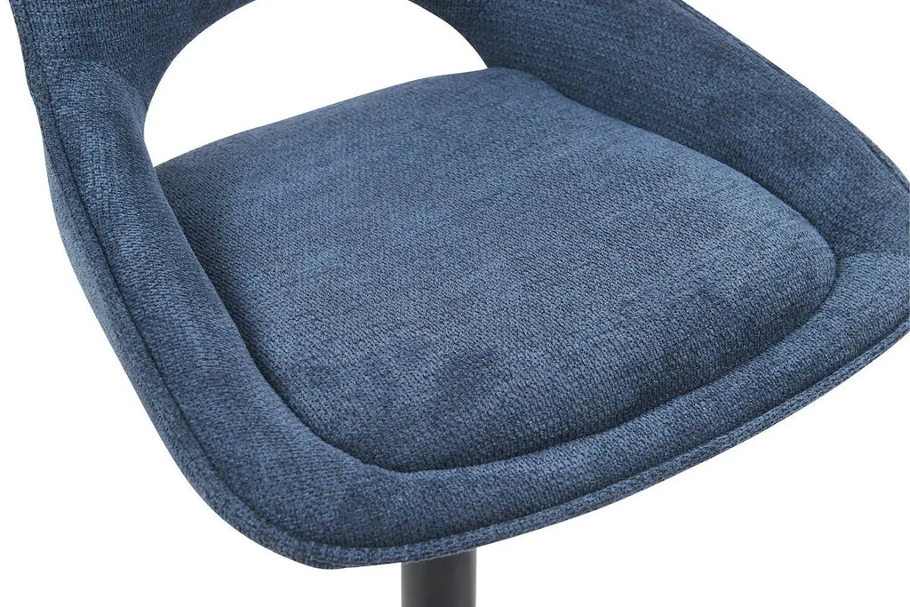 Chaise de bar pivotante MORY en tissu bleu – 51 x 53 cm | TIKAYLA