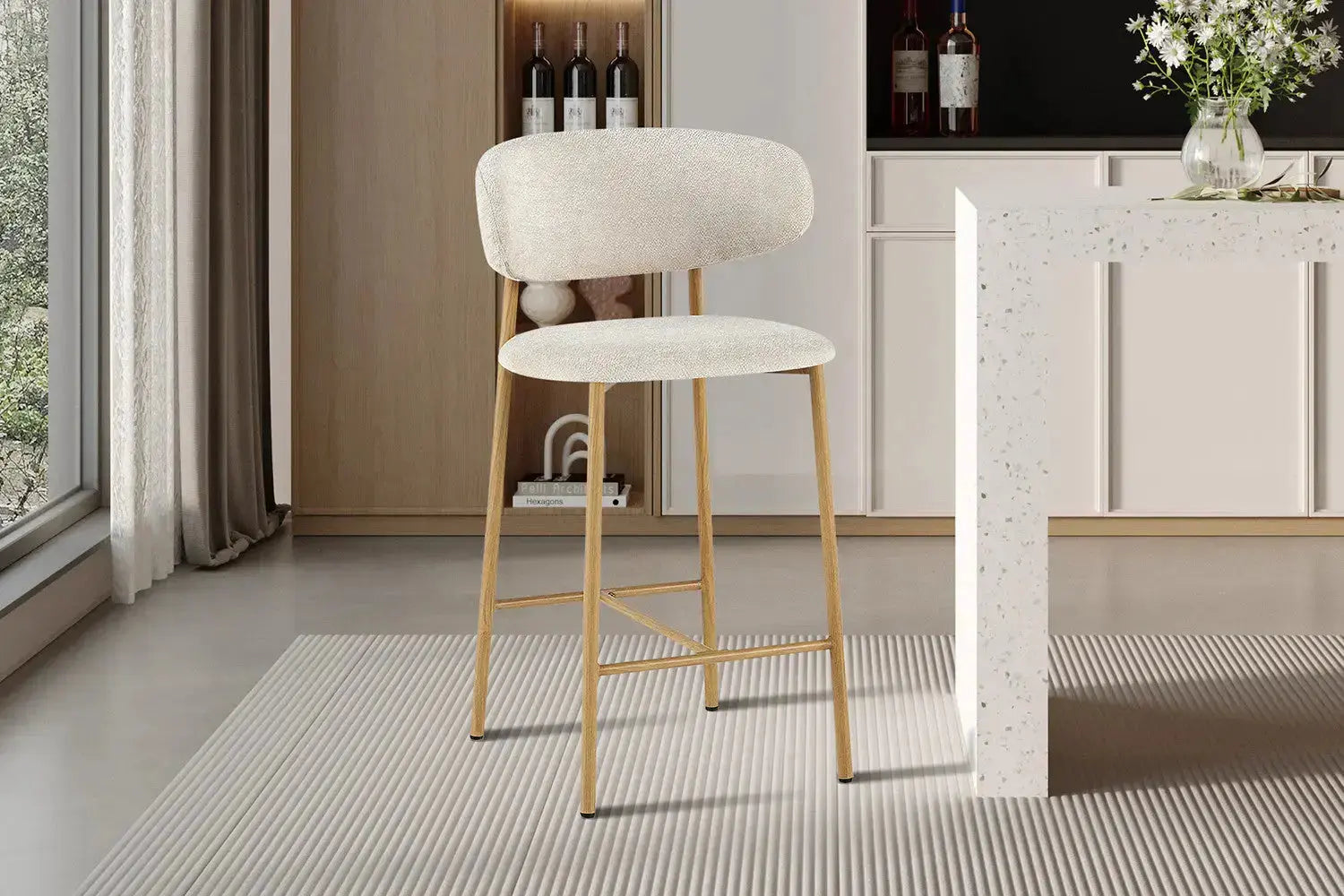 Chaise de bar COYA Naturel et Beige – 51 x 50 cm | TIKAYLA