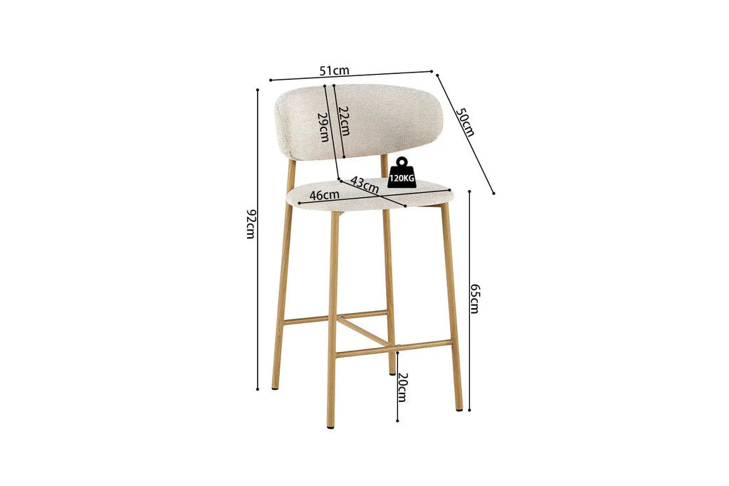 Chaise de bar COYA Naturel et Beige – 51 x 50 cm | TIKAYLA