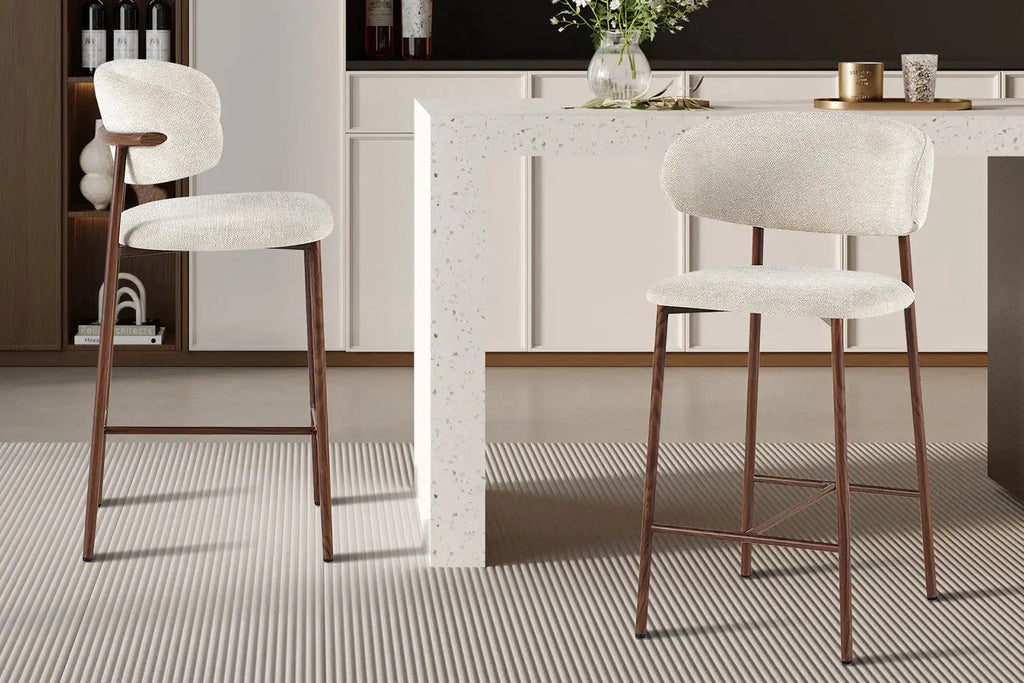 Chaise de bar COYA Noyer et Beige – 51 x 50 cm | TIKAYLA