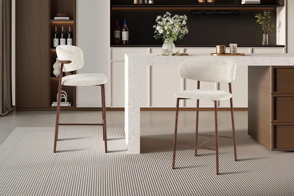 Chaise de bar COYA Noyer et Beige – 51 x 50 cm | TIKAYLA