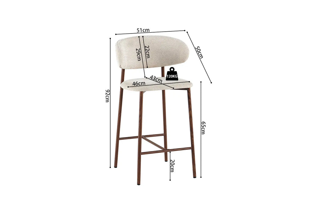 Chaise de bar COYA Noyer et Beige – 51 x 50 cm | TIKAYLA