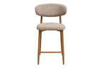Chaise de bar LEVANTO pieds effet chêne – tissu sable 52 x 55 cm | TIKAYLA