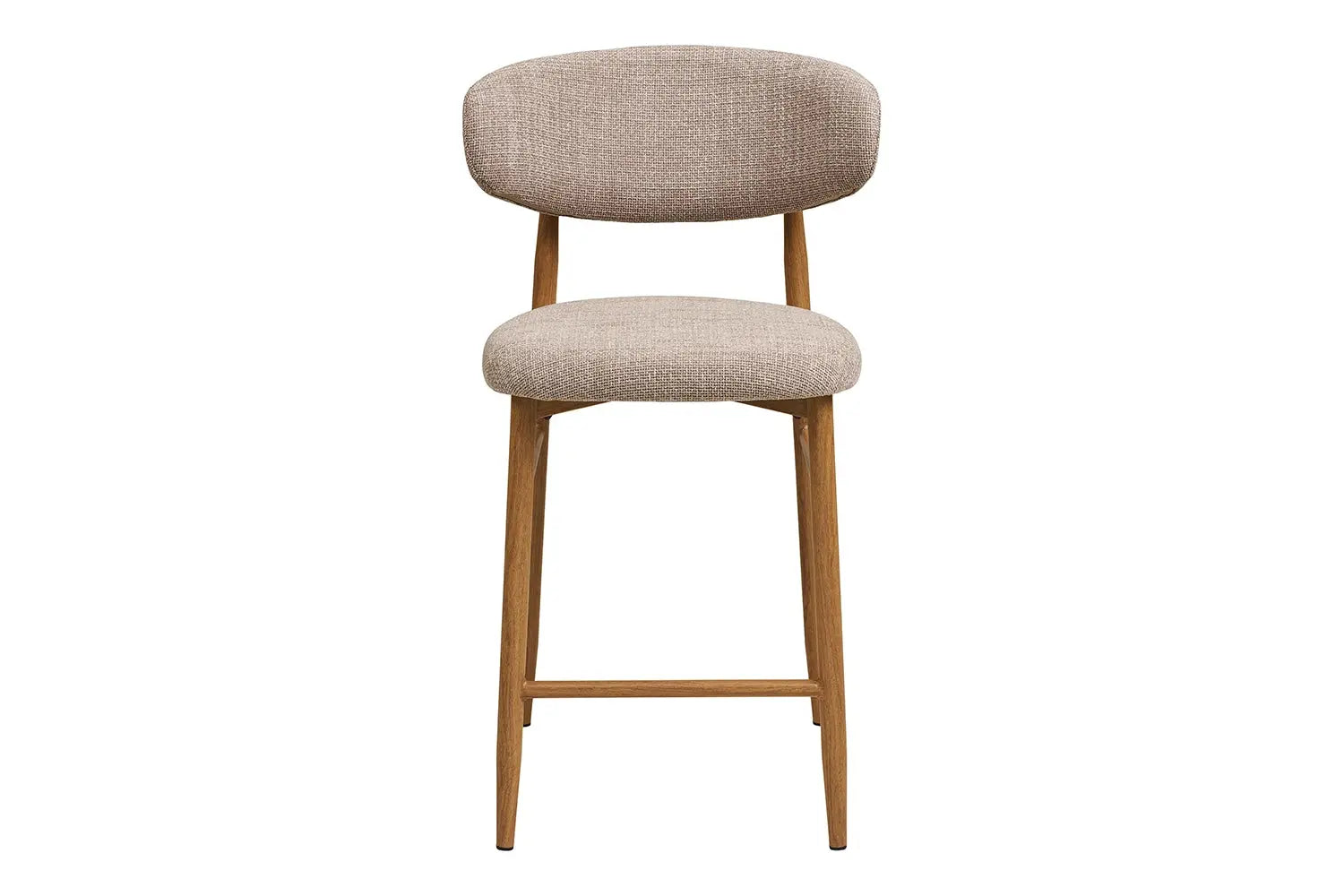 Chaise de bar LEVANTO pieds effet chêne – tissu sable 52 x 55 cm | TIKAYLA