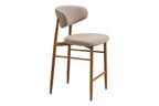 Chaise de bar LEVANTO pieds effet chêne – tissu sable 52 x 55 cm | TIKAYLA