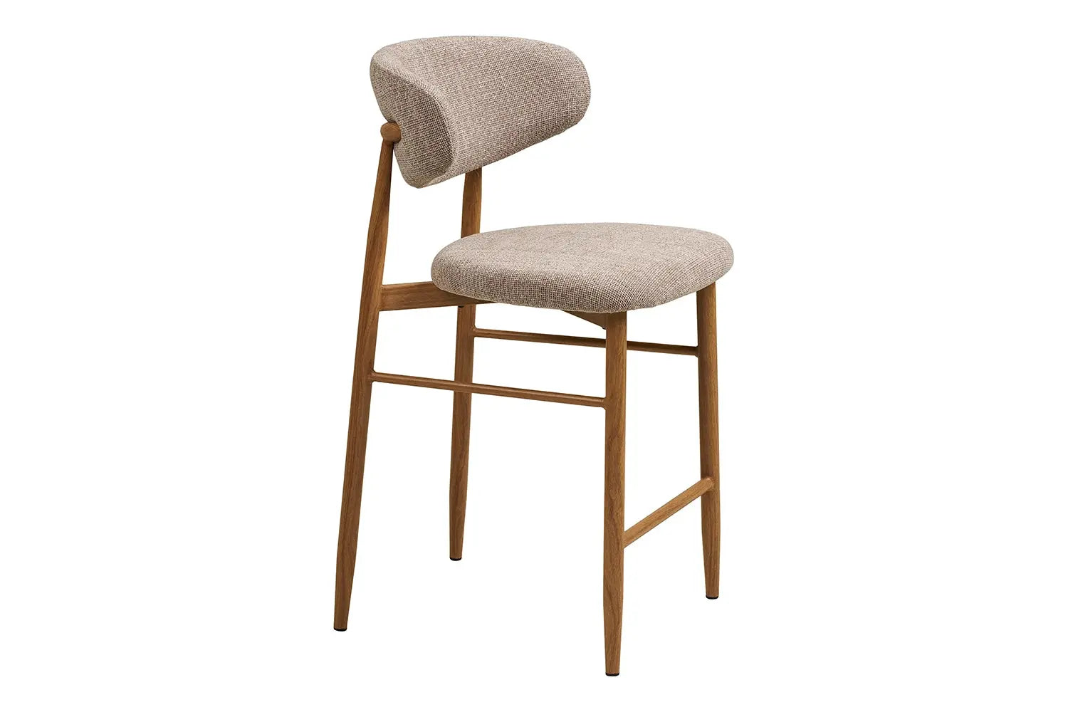 Chaise de bar LEVANTO pieds effet chêne – tissu sable 52 x 55 cm | TIKAYLA